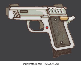 gun handgun pistol shooter weapon Flat Color Icon Vector  illustration