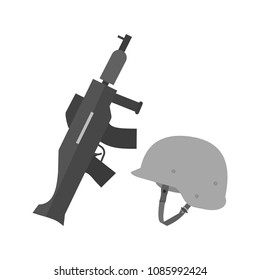 Gun and Helmet