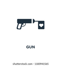 Gun icon. Black filled vector illustration. Gun symbol on white background. Can be used in web and mobile.
