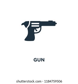 Gun icon. Black filled vector illustration. Gun symbol on white background. Can be used in web and mobile.