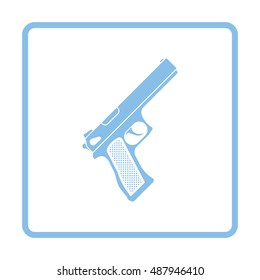 Gun icon. Blue frame design. Vector illustration.