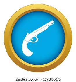 Gun icon blue vector isolated on white background for any design