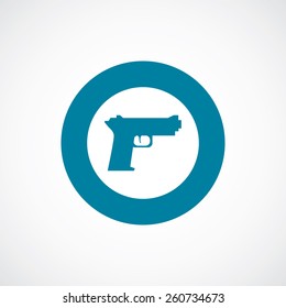 gun icon bold blue circle border, white background  