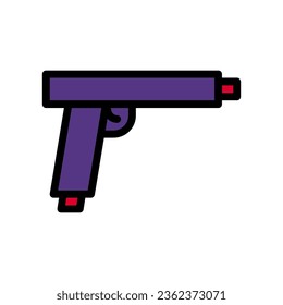 Gun icon colored outline red purple colour military vector army element and symbol perfect.