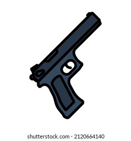 Gun Icon. Editable Bold Outline With Color Fill Design. Vector Illustration.