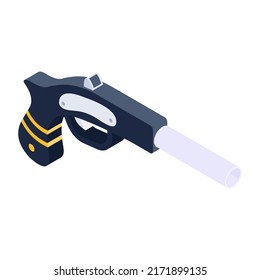 Un icono de pistola en un vector isométrico editable 

