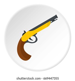Gun icon in flat circle isolated on white background vector illustration for web