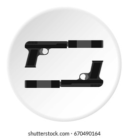 Gun icon in flat circle isolated vector illustration for web