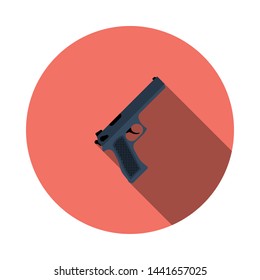 Ícone de arma. Design De Estêncil De Círculo Plano Com Sombra Longa. Ilustração de vetor.