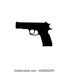 Gun Icon In Flat Style Vector For Apps, UI, Websites. Black Pistol Icon Vector Illustration.