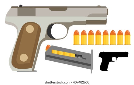 Gun, icon, flat, vector, illustration
