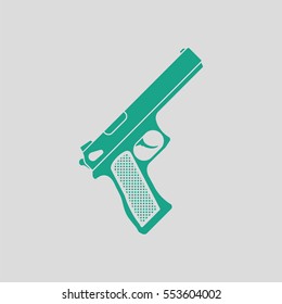 Gun icon. Gray background with green. Vector illustration.