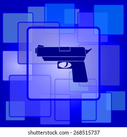 Gun icon. Internet button on abstract background. 