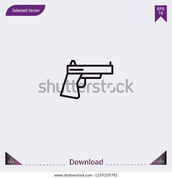 Gun icon isolated on grey background.Premium\
symbol for website design, mobile application, logo, ui.Vector\
illustration eps10.