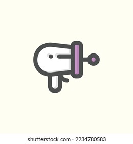  icono de pistola, icono de contorno aislado de color azul claro, perfecto para sitio web, blog, logotipo, diseño gráfico, medios sociales, interfaz de usuario, aplicación móvil