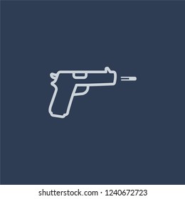 Gun icon. Gun linear design concept from Army collection. Simple element vector illustration on dark blue background.