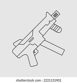 Icono de pistola. pistola Mp5. Icono de línea de arma vectora. Ilustración militar