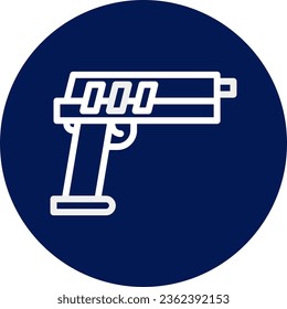 Gun icon rounded blue white colour military vector army element and symbol perfect.