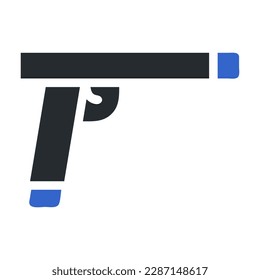 gun icon solid grey blue colour military illustration vector army element and symbol perfect. Icon sign from modern collection for web.