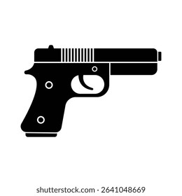 Gun icon and symbol design. Weapon clip art and glyph design on a white background