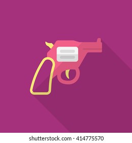 Gun icon, Vector flat long shadow design. EPS10