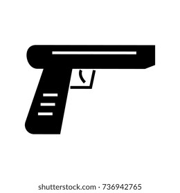 gun icon, vector illustration, black sign on isolated background