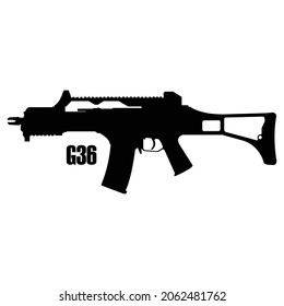 Ilustración del vector de iconos de armas en el fondo blanco.