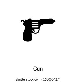 Gun icon vector isolated on white background, logo concept of Gun sign on transparent background, filled black symbol