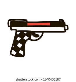 Gun icon. Vector gun icon. Pistol symbol in doodle style. Hand drawn isolated on white background.