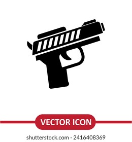 Icono de pistola. Plantilla de logotipo de Ilustración de icono de vectores de armas. en fondo blanco..eps