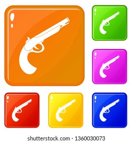 Gun icons set collection vector 6 color isolated on white background