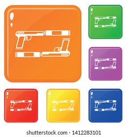 Gun icons set collection vector 6 color isolated on white background