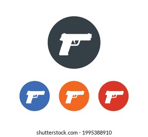 Iconos de armas en el diseño de círculo aislado en fondo blanco.