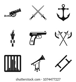 Gun icons set. Simple set of 9 gun vector icons for web isolated on white background