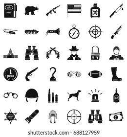 Gun icons set. Simple style of 36 gun vector icons for web isolated on white background
