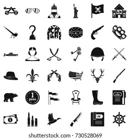 Gun icons set. Simple style of 36 gun vector icons for web isolated on white background