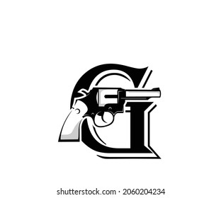gun initial g logo design silhouette