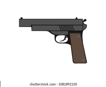 Gun. Isolated on white background. Flat design. Vector illustration.
