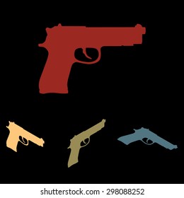 Gun isolated set. Isometric effect