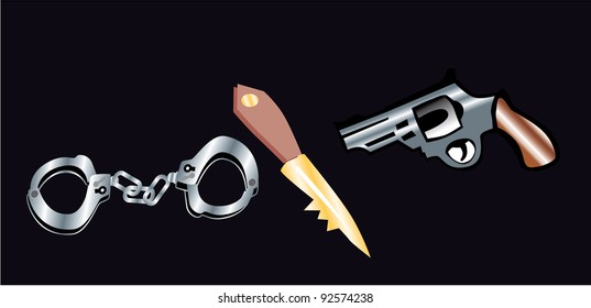 Gun knife handcuffs