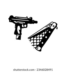 gun and knife vector illustration