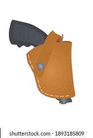 Gun In Leather Case. Vector