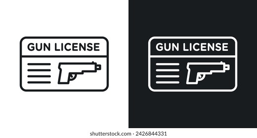 Gun license icon designed in a line style on white background.