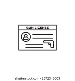 Gun license icon Vector flat thin line illustration