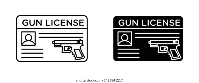 Gun License Vector Illustration Set. Permit Pistol Safety Sign in Suitable for Apps and Websites UI Design Style.