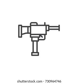 Gun line icon, outline vector sign, linear style pictogram isolated on white. Automatic weapon symbol, logo illustration. Editable stroke