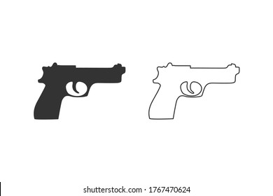 Gun Line Icon set. Weapon Vector. Military Equipment Illustration Logo Template
