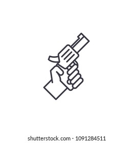 Gun linear icon concept. Gun line vector sign, symbol, illustration.