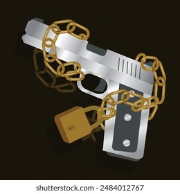 Gun Locked Chained Illustration stop gun violence concept