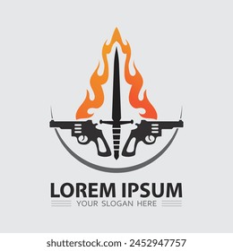 Icono del logotipo de la pistola y diseño táctico pistolas Ilustración vectorial